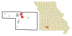 Christian County Missouri Incorporated and Unincorporated areas Ozark Highlighted